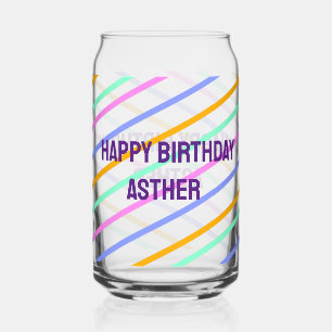 Verre Canette Bandes colorées joyeux anniversaire ajouter nom ch