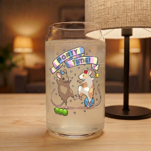 Verre Canette Bannière de fête Danse des souris Confettis et bal