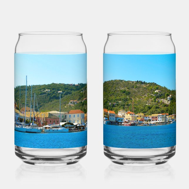 Verre Canette Bannière du port d'Antipaxos (Recto)