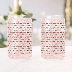 Verre Canette Barbes Colorées Bleu Orange Marron Hipster