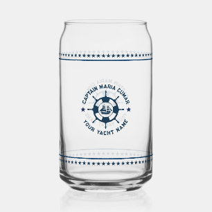 Verre Canette Bateau bleu marine Roue nautique Étoiles bleues