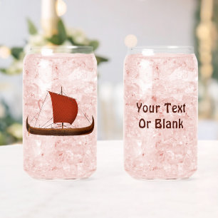 Verre Canette Bateau viking à voile rouge II