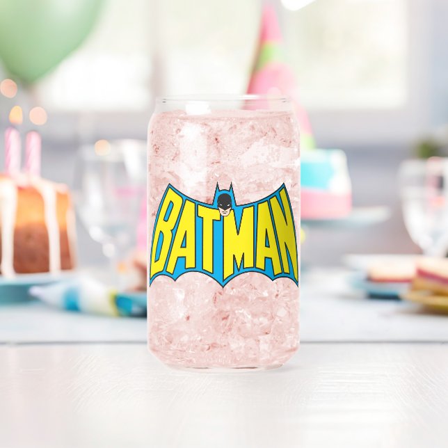 Verre Canette Batman | Logo Vintage bleu jaune (Insitu (Anniversaire))