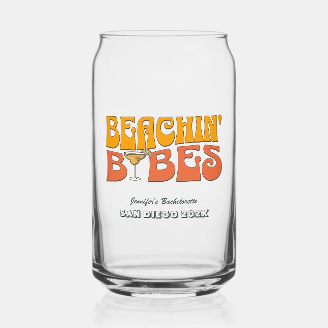 Verre Canette Beach Bachelorette Party Retro Beachin Babes (Recto)