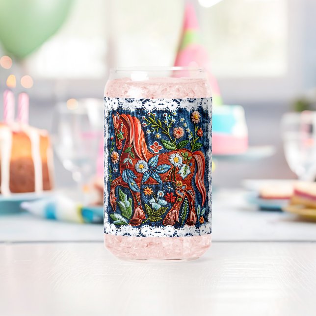 Verre Canette Beau Cheval Brodé (Insitu (Anniversaire))