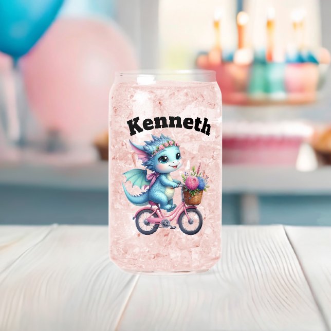 Verre Canette Beau dragon de bébé en vélo au printemps (Insitu (Baby Shower))