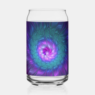 Verre Canette Beauté florale abstraite, art fractal coloré de fl