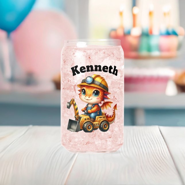 Verre Canette Bébé dragon dans un véhicule de construction ! (Insitu (Baby Shower))