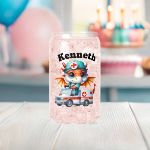 Verre Canette Bébé dragon mignon en ambulance