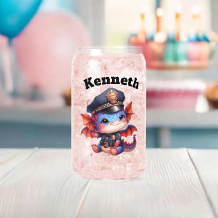 Verre Canette Bébé dragon sourit en costume de flic !