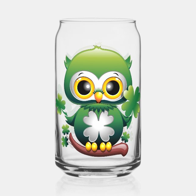 Verre Canette Bébé Hibou Mignon St Patrick Dessin Animé (Recto)