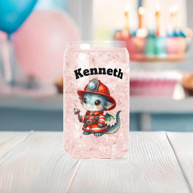 Verre Canette Bébé pompier dragon prêt à économiser! (Insitu (Baby Shower))