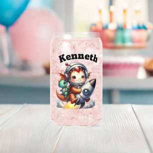 Verre Canette Bébés dragons volant joyeusement dans l'espace