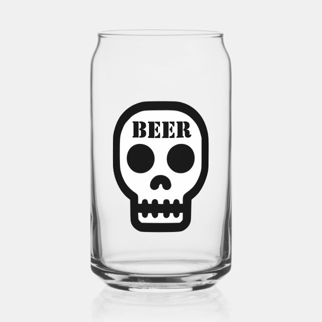 Verre Canette Beer™ Skull Glass (Design on Front Only) (Recto)