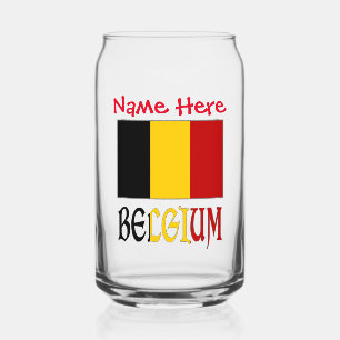 Verre Canette Belgique Drapeau Belge Rouge Personnalisation