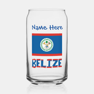 Verre Canette Belize et drapeau bélizien Personnalisation Bleue