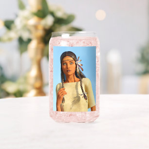 Verre Canette Belle femme autochtone d'Amérique du Nord tenue in