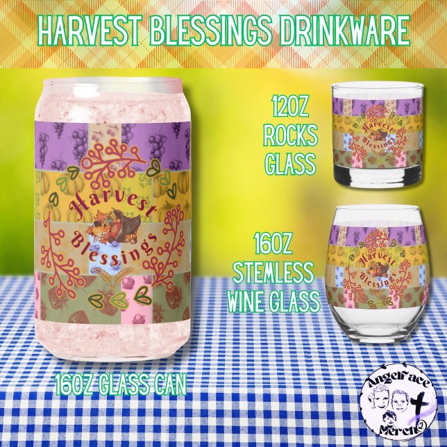 Verre Canette Bénédiction de la récolte Fruit d'automne (These trendy glass cans are perfect for that unique touch of vintage Harvest Blessings!)