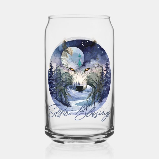 Verre Canette Bénédiction solstice Wolf d'hiver Moonlight Woods (Recto)