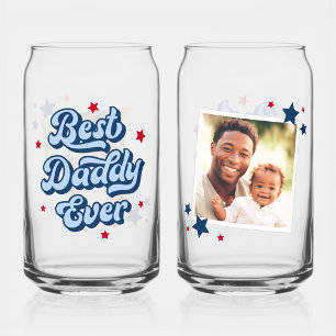 Verre Canette Best daddy ever papa fête des pères photo bleu rou