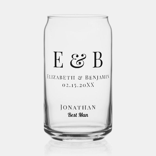 Verre Canette Best Man Gift Monogram Wedding Minimalist (Recto)