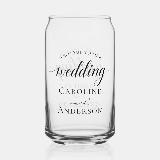 Verre Canette Bienvenue à notre mariage  Ajouter un nom  (Recto)