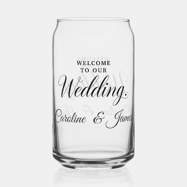 Verre Canette Bienvenue à notre mariage  Ajouter un nom  (Recto)