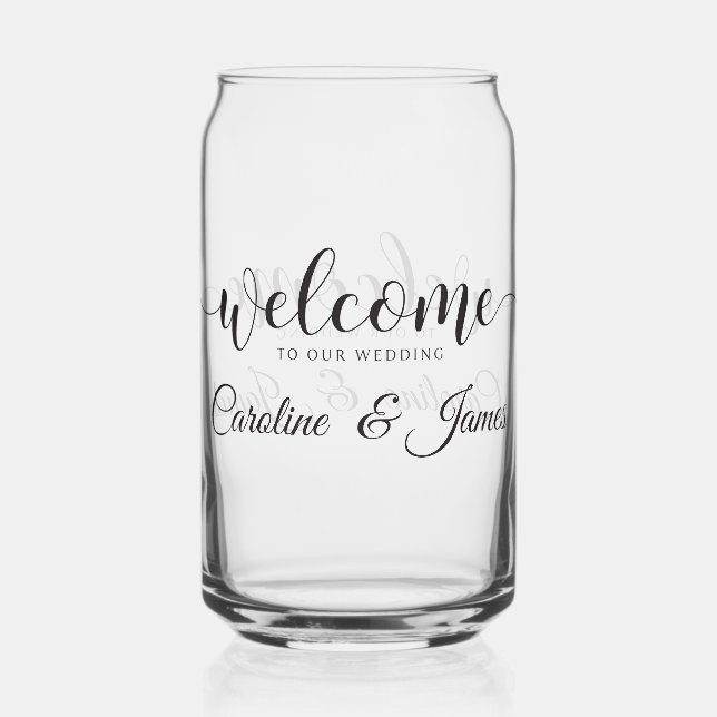 Verre Canette Bienvenue à notre mariage  Ajouter un nom  (Recto)