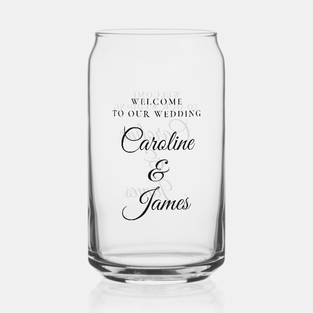 Verre Canette Bienvenue à notre mariage  Ajouter un nom  (Recto)
