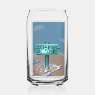 Verre Canette Bienvenue dessin vectoriel d'été