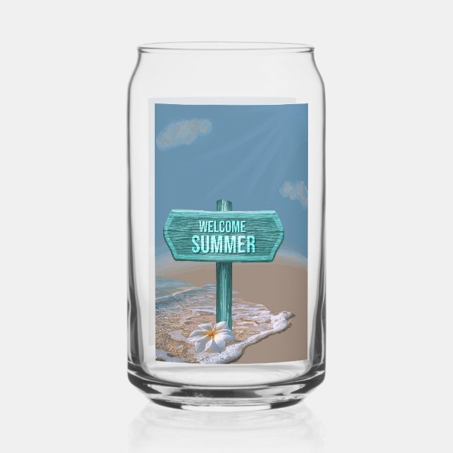 Verre Canette Bienvenue dessin vectoriel d'été (Verso)
