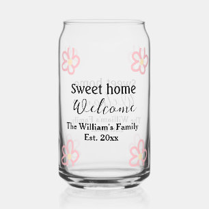 Verre Canette Bienvenue douce maison ajouter nom de famille anné