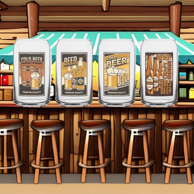 Verre Canette Bière vintage rétro cool (Créateur téléchargé)