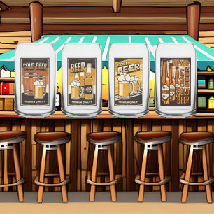 Verre Canette Bière vintage rétro cool