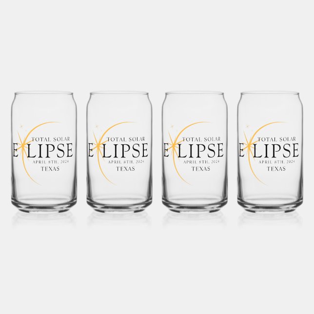 Verre Canette Black & Gold 2024 Texas Total Solar Eclipse (Recto)