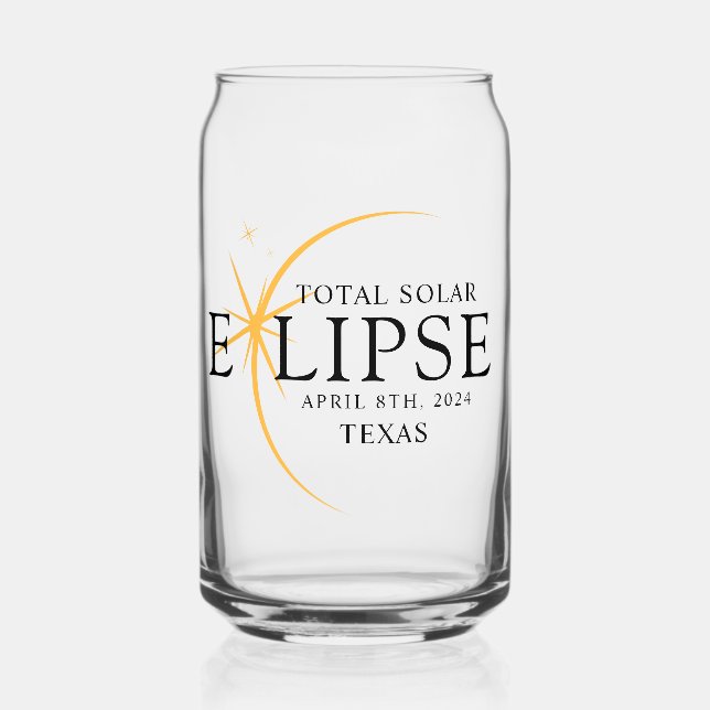 Verre Canette Black & Gold 2024 Texas Total Solar Eclipse (Recto)