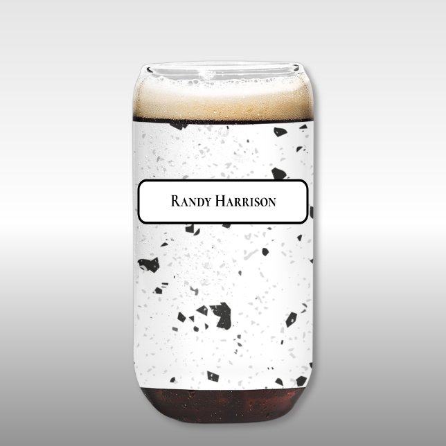 Verre Canette Black & Grey Micro Chips Retro Terrazzo Pattern (Créateur téléchargé)