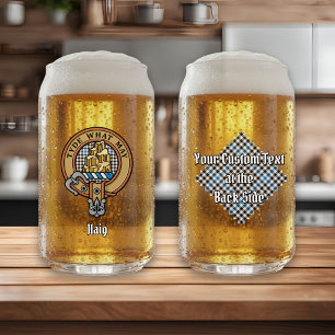 Verre Canette Blason de Clan Haig sur tartan à carreaux