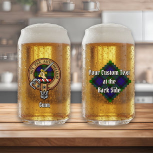 Verre Canette Blason du Clan Gunn sur tartan