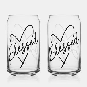 Verre Canette Blessé Coeur Script moderne