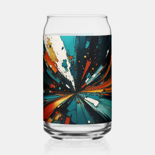 Verre Canette Bleu Et Orange Abstraits 607