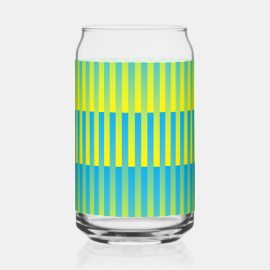 Verre Canette Bleu Jaune Vert Motif Rayé
