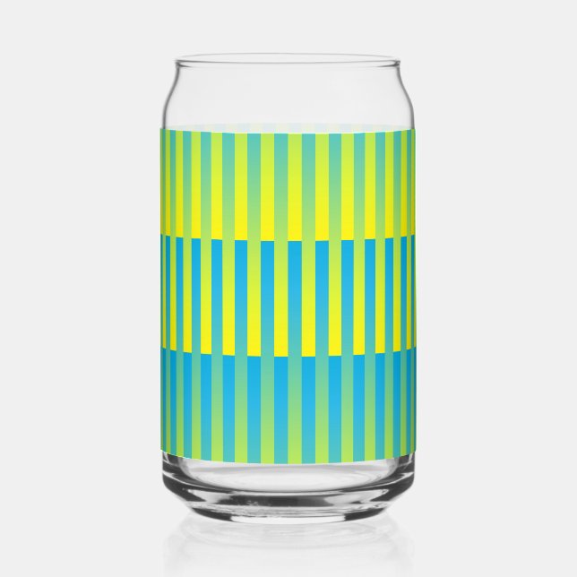 Verre Canette Bleu Jaune Vert Motif Rayé (Recto)