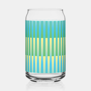 Verre Canette Bleu Jaune Vert Motif Rayé