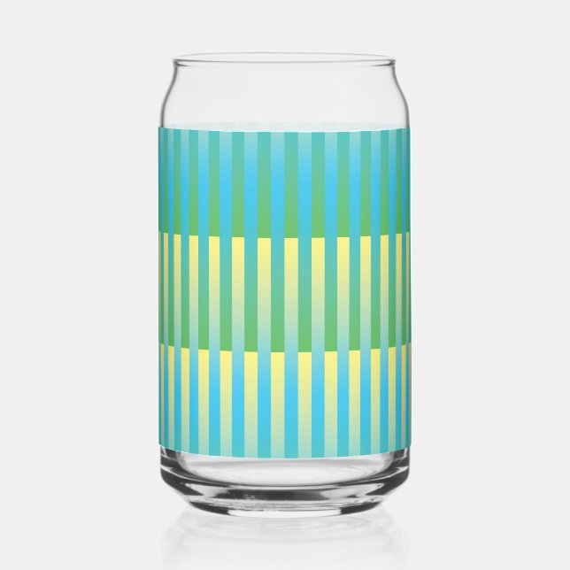 Verre Canette Bleu Jaune Vert Motif Rayé (Recto)