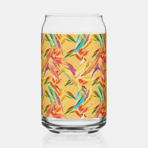 Verre Canette Bleu rouge violet Abstrait Art Déco Floral