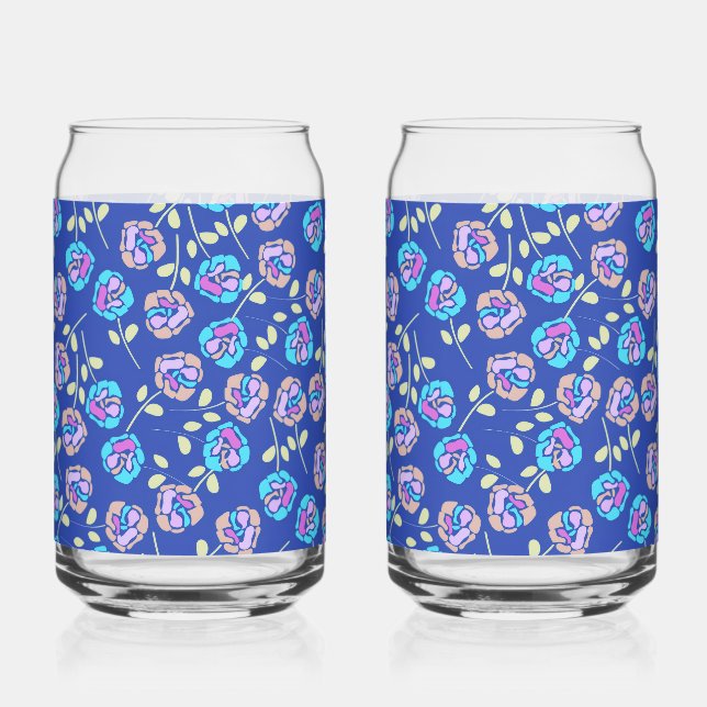 Verre Canette Blue and Purple Floral Pattern (Recto)