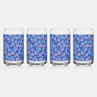 Verre Canette Blue and Purple Floral Pattern