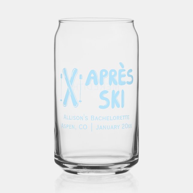 Verre Canette Blue Apres Ski Winter Bachelorette Party Favoriser (Recto)