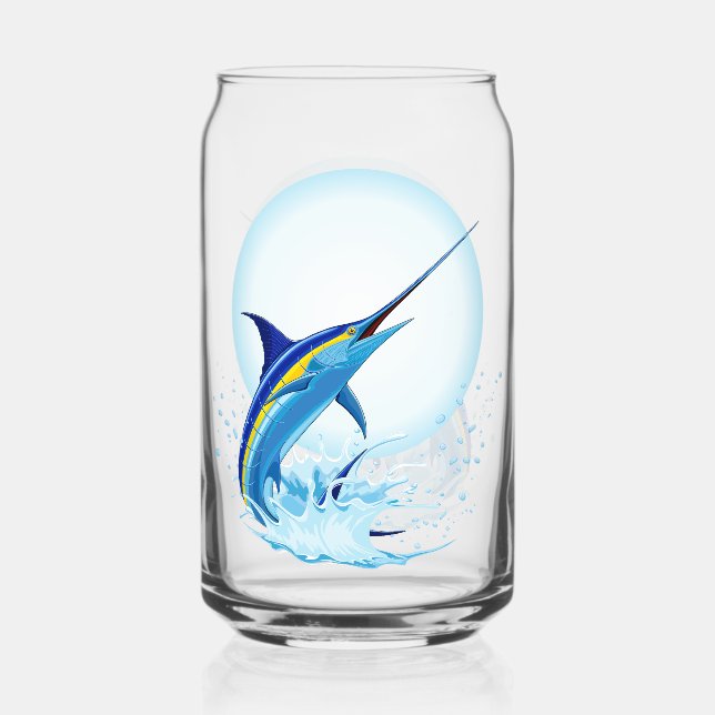 Verre Canette Blue Marlin Jumping out of Ocean (Recto)